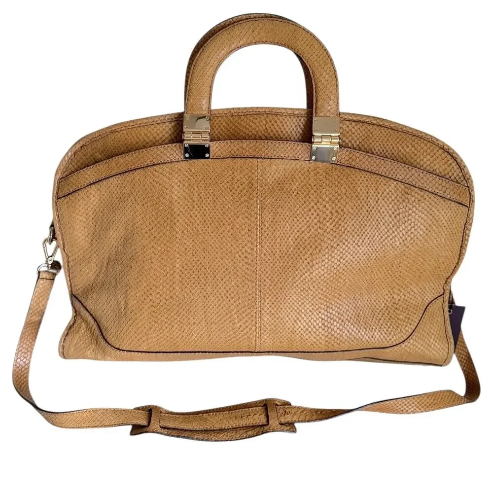 VC Signature Anna Satchel Handbag Mica Camel Embossed Leather Top Handle NEW
